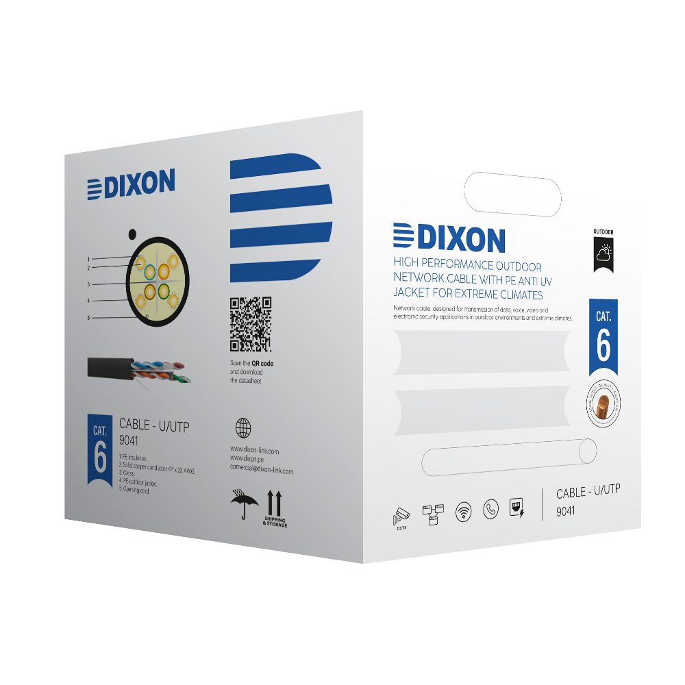 Cable U/UTP Cat. 6 4Px23 AWG - 305m - 9041 - Para Uso Exterior
